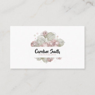 Cartão De Visita Flor de Aquarela Simples, com impressão lateral