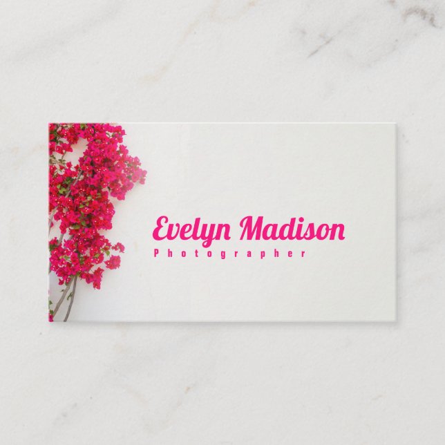 Cartão De Visita Flor de bougainvillea vermelha com parede branca g (Frente)