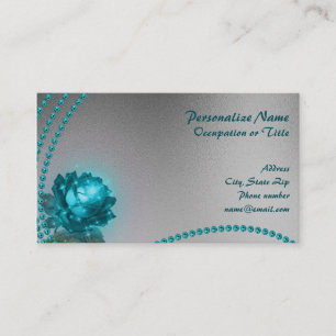 Cartão De Visita Flor de Cristal Azul Elegante e Romântico e Péro
