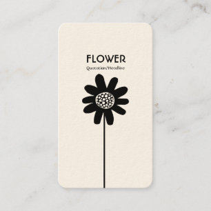 Cartão De Visita Flor de Haste Longa VII - Preto no (Creme)
