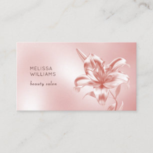 Cartão De Visita Flor de Lírio 3D Blush Metálico
