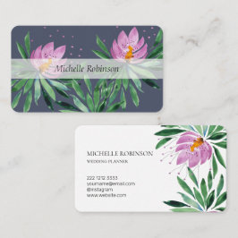 Cartão De Visita Flor de Lótus Aquarela Elegante Profissional