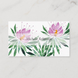 Cartão De Visita Flor de Lótus Aquarela Elegante Profissional