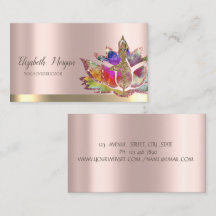 Flor de Lótus Colorida Menina de Ioga Dourado Rosa