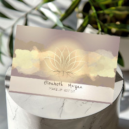 Cartão De Visita Flor de Lótus com Pinceladas Modernas de Aquarela
