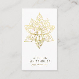 Cartão De Visita Flor de lótus Dourada Elegante