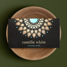 Cartão De Visita Flor de lótus Dourado e elegante preto