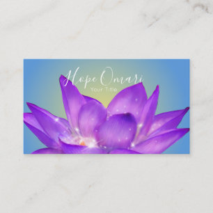 Cartão De Visita Flor de Lótus em Tons de Violeta e Roxo em Aquarel