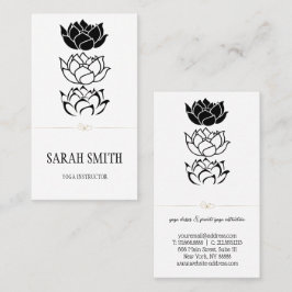 Cartão De Visita Flor de lótus preto e branco moderno