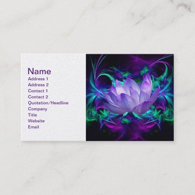 Cartão De Visita Flor de lótus púrpura e seu significado (Frente)