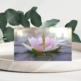 Cartão De Visita Flor de Lotus Rosa Elegante - Garota Yoga