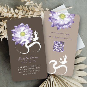 Cartão De Visita Flor de Lótus Roxa Elegante Logotipo Espiritual de