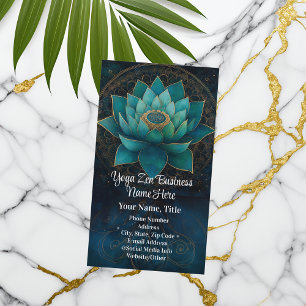 Cartão De Visita Flor de Lótus Turquesa Elegante Spa de Yoga Zen Sa