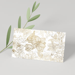 Cartão De Visita Flor de ouro branco de luxo