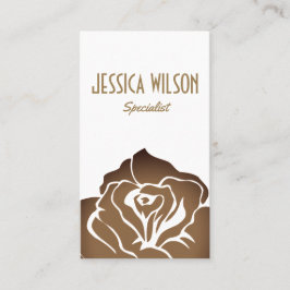 Cartão De Visita Flor de ouro branco e moderno