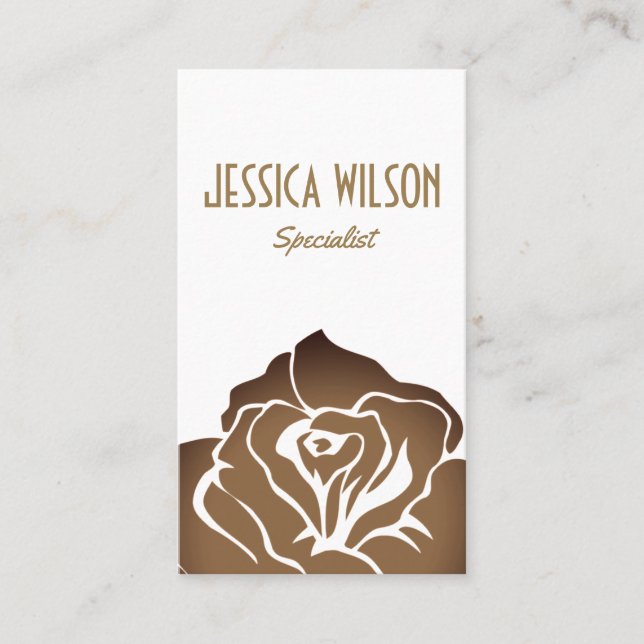 Cartão De Visita Flor de ouro branco e moderno (Frente)