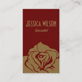 Cartão De Visita Flor de ouro vermelho-escuro moderno e quic