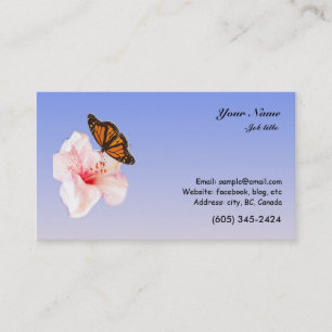Cartão De Visita flor de rododendridona rosa e borboleta