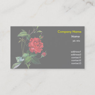 Cartão De Visita flor de Rosa vermelha, Pierre Joseph Redouté