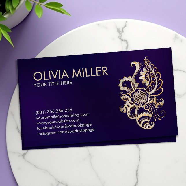 Cartão De Visita Flor de vida Ornamento - Pérolas e Dourado (Criador carregado)