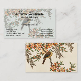 Cartão De Visita Flor e Pássaro Antiquado Chinês, Jardim de Vintage