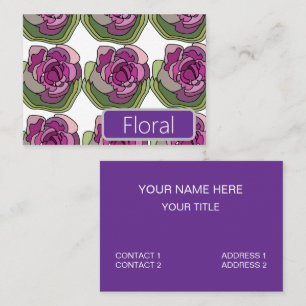 Cartão De Visita Flor Floral Verde Roxo