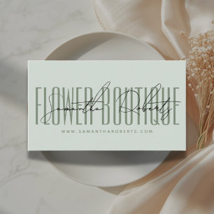 Cartão De Visita Flor florista moderna verde-boutique