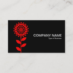 Cartão De Visita Flor Geométrico - Vermelho em Preto