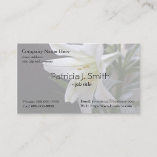 Cartão De Visita Flor lírio branco bonito e elegante