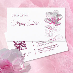 Cartão De Visita Flor metálica brilhante rosa