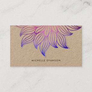 Cartão De Visita Flor Puro Azul Mandala Bohemian Kraft