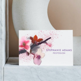 Cartão De Visita Flor rosa e roxo de cereja