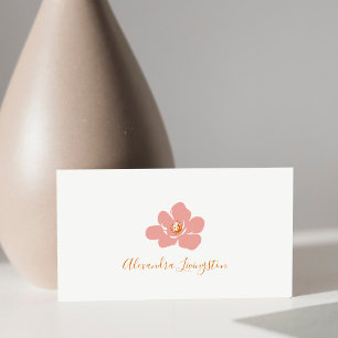 Cartão De Visita Flor Terracota Rosa Minimalista Moderna