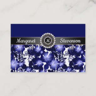 Cartão De Visita Flora de pérolas de cinza do Casamento