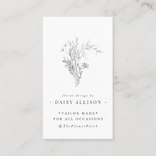 Cartão De Visita Florais azuis com esboços em marinho   Mínimo Mode