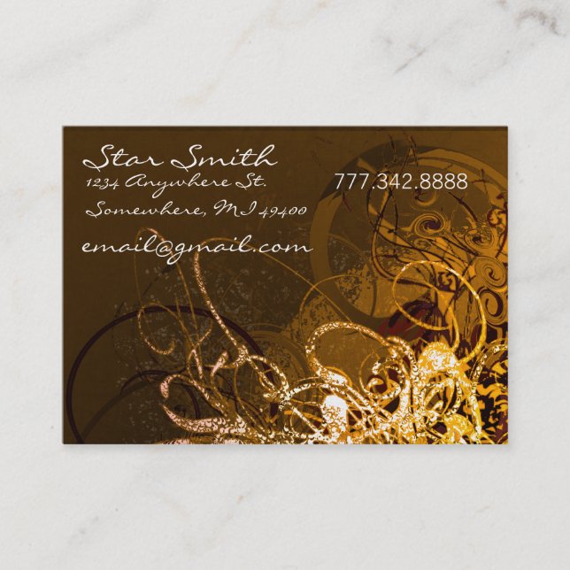 Cartão De Visita Florais Suaves Chocolate e Orange Sherbert (Frente)