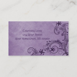 Cartão de visita floral afligido 02 roxos