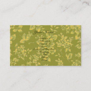 Cartão De Visita Floral Amarelo Verde Vintage
