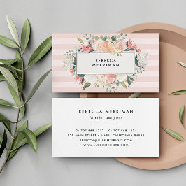 Cartão De Visita Floral Antiquado e Estirpe de Estirpe