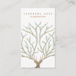 Cartão De Visita Floral antlers deer head woods god illustration