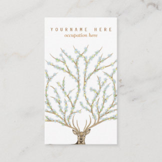 Cartão De Visita Floral antlers deer head woods god illustration