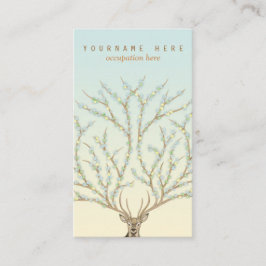 Cartão De Visita Floral antlers deer head woods god illustration
