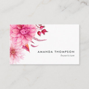 Cartão De Visita Floral Aquarela Burgundy e Blush