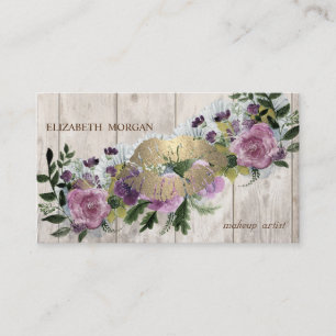 Cartão De Visita Floral Aquarela Profissional, Lábios, Textura de M