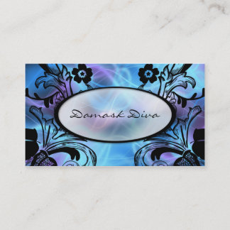 Cartão de visita floral azul e roxo do Flourish