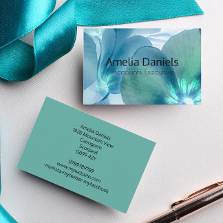 Cartão de visita Floral Azul e Teal
