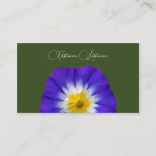 Cartão De Visita Floral azul flor flor caligrafia verde-escuro