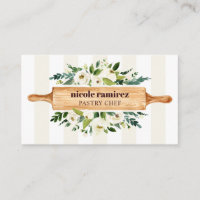 Floral Bakery Rolling Pin Patisserie beige listrad