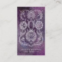 Cartão De Visita Floral Boêmian Purple Watercolor