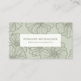Cartão de Visita Floral Botânico Chic Sage